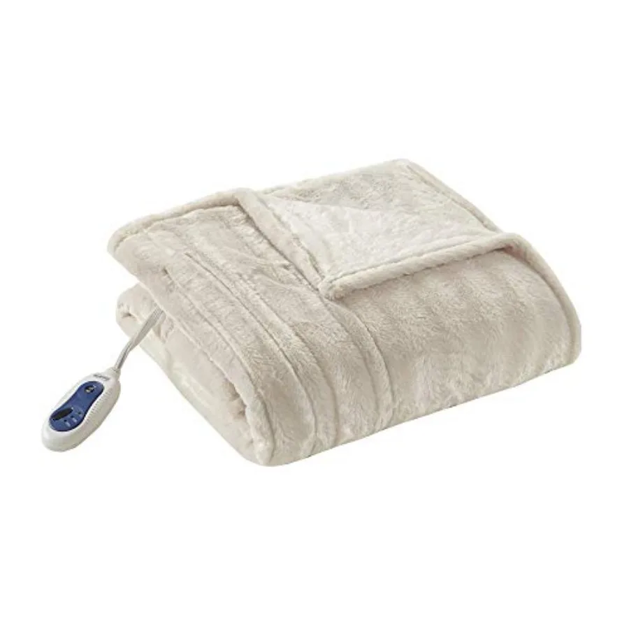 Duke Blanket Luxury Oversize Electric Throw Premium Soft Cozy Brushed Long Faux Fur for Bed Couch with 3 Heat Setting Controlle
