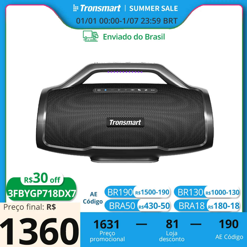 Tronsmart Bang Max Bluetooth Speaker 130W Speaker with 3 Way Sound System, Sync Up 100+ Speakers, APP Control, Guitar/Mic Input