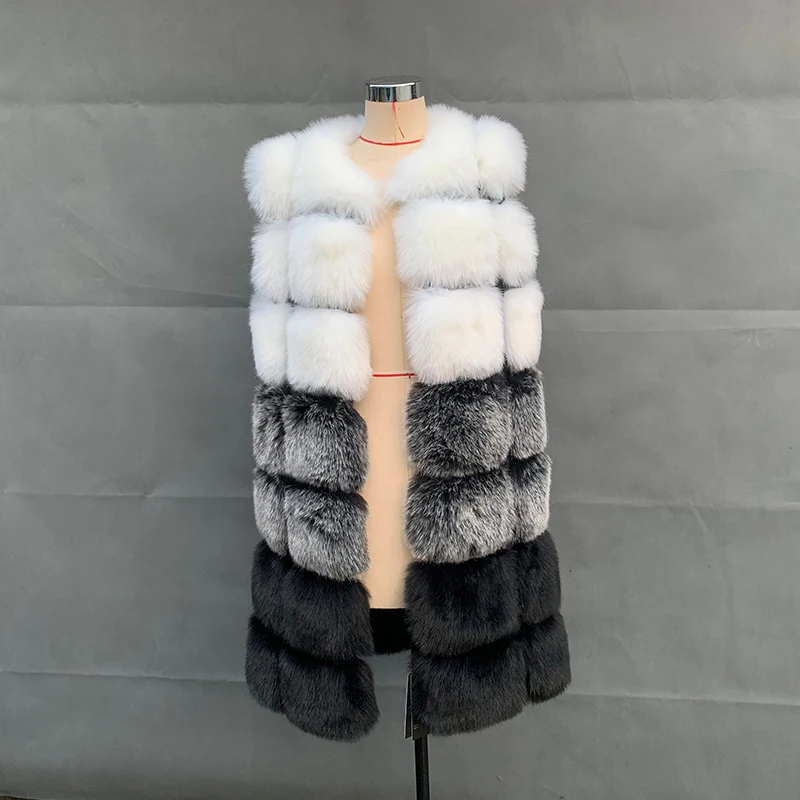 

FANPUGUIZHEN-Faux Fox Fur Vest for Women, Thick Warm Coat, Long Fur Coat, Female Fashion, Autumn, Winter, High Quality