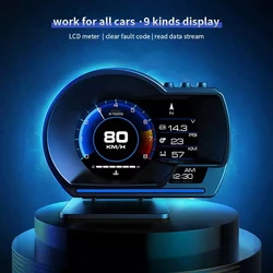 Il più nuovo A500 Auto Meter Car HUD Turbo Gauge Car Head Up Display OBD2 Contachilometri digitale intelligente Allarme di sicurezza Temperatura acqua e olio RPM