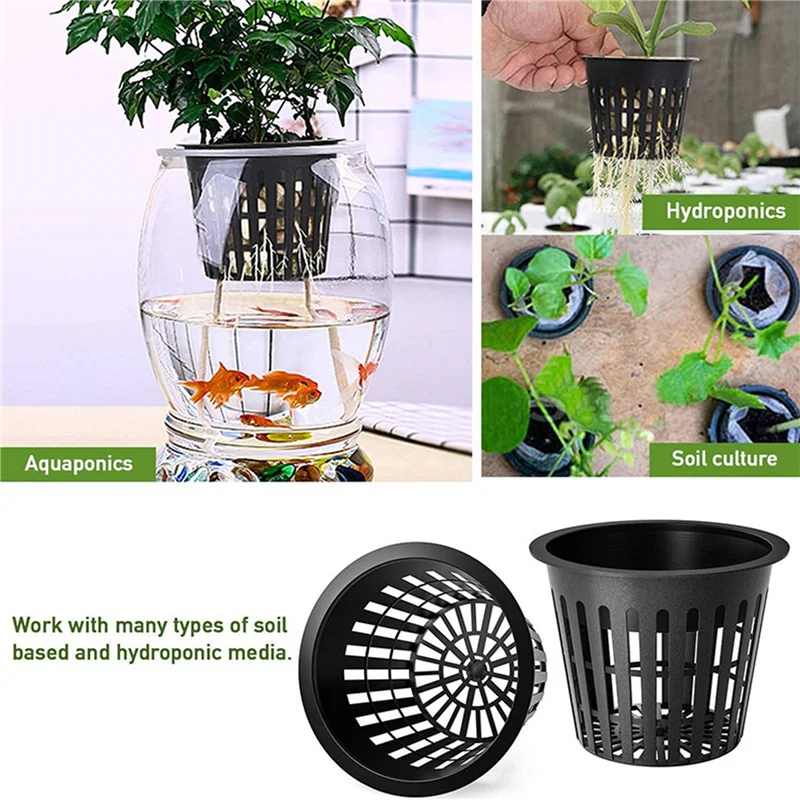 

ABRS-3 Inch Net Cup Hydroponic Tank, 150Pack Hydroponic Planting Basket, Used For Hydroponics, Slotted Mesh, Black And White