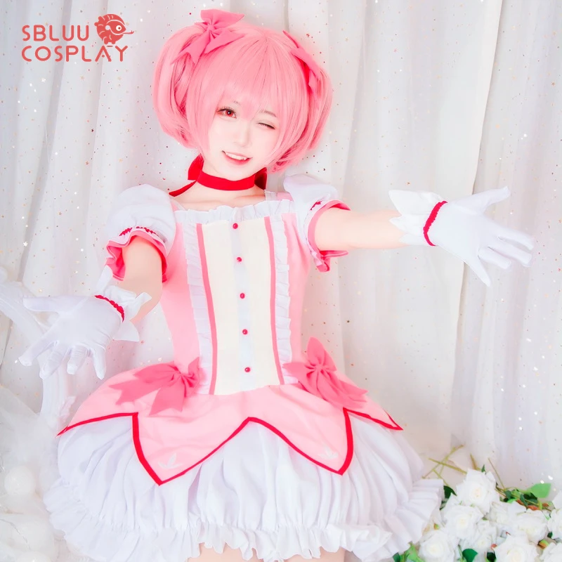 SBluuCosplay Magica Kaname Madoka przebranie na karnawał sukienka z naszyjnikiem kostium na Halloween