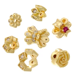 3Piece/lot,18K Gold-Plated Micro-Zircon DIY Handmade Beaded Spacer Bracelet and Necklace Accessories Materials: VZ421-VZ427