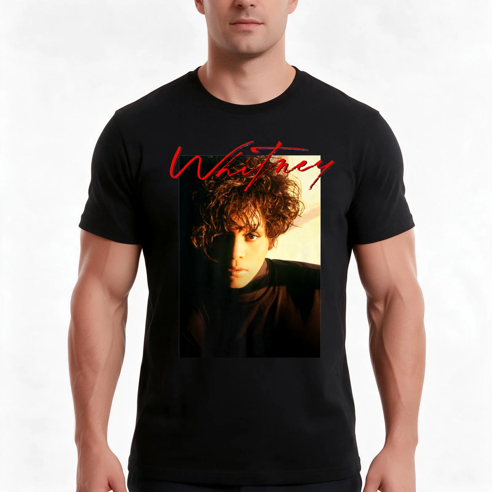 Logo Script Men And Women Whitney T-Shirt Summer Casual Cotton Tee Oversized Streetwear Tops Vintage Graphic Print