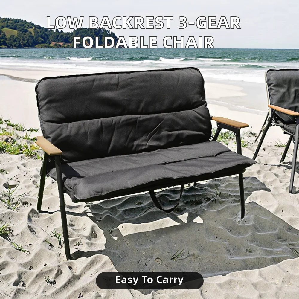 كرسي خارجي متين مبطن بالقطن 3 تروس قابل للتعديل مسند ظهر منخفض سميك مقعد مستلق قابل للطي أكسفورد مريح محمول #2