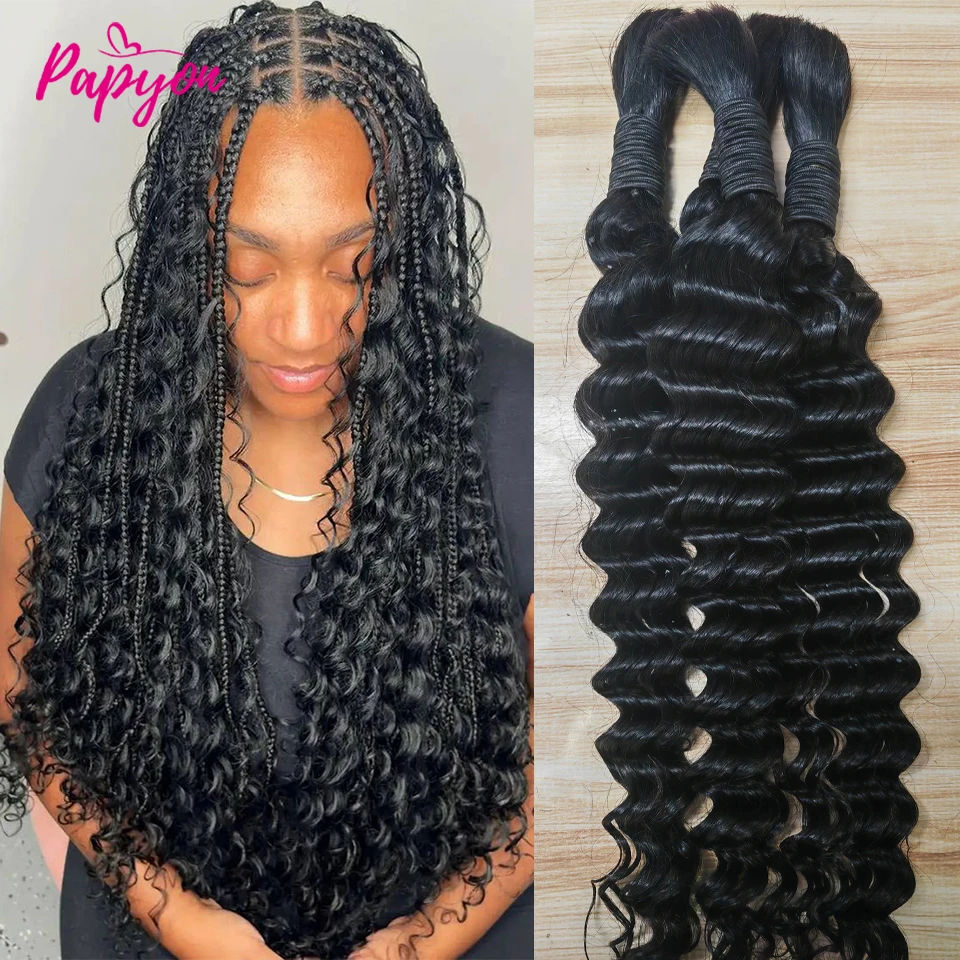 100 % Echthaar, tief gewellt, Boho-Zöpfe, Echthaar, 50 g/100 g/150 g, Flechthaarverlängerungen, kein Schuss, brasilianisches lockiges Haar zum Flechten – Detail 7