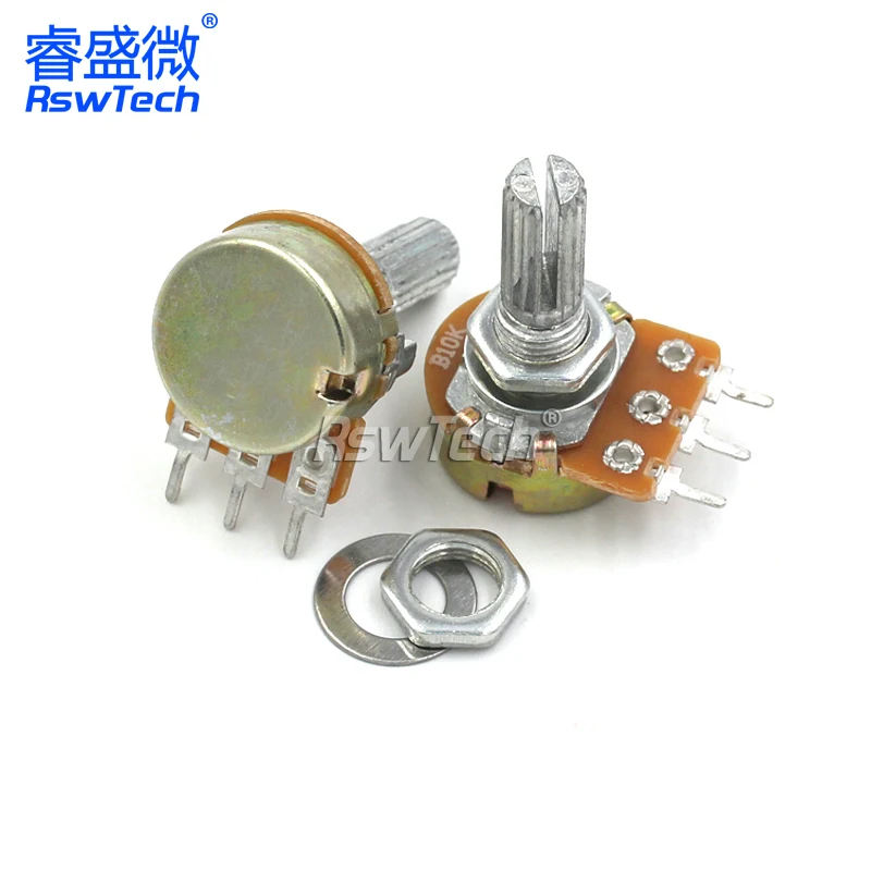 5PCS RV12MM Curved Foot Straight Foot Switch Radio Amplifier Volume Potentiometer 10K 50K With Turntable