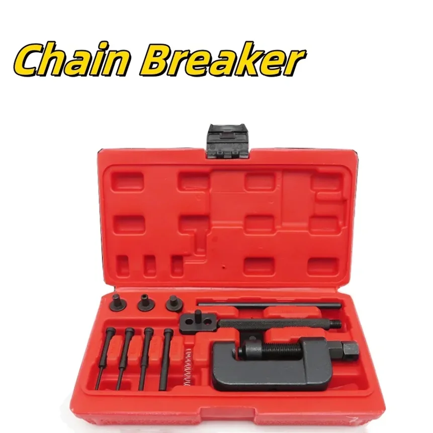 13Pcs Riveting Repair Tool Kit With Red Case Motorcycle Bike Heavy Duty Splitter Link Riveter Set Cam Drive Chain Breaker