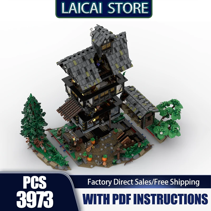 

Medieval Castle Model Moc Building Bricks Crow Inn Model Technology Modular Block Christmas DIY Toy Holiday Construstion Gifts