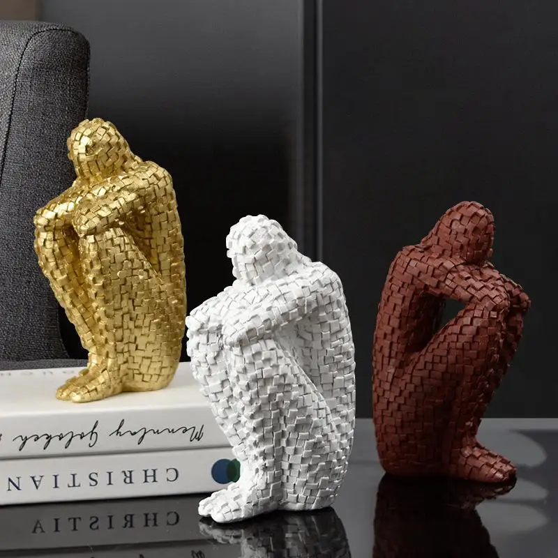 

Nordic Modern Mosaic Human Form Sculpture Resin Craft Minimalist Home Living Room Decoration Office Desktop Ornament Home Decor