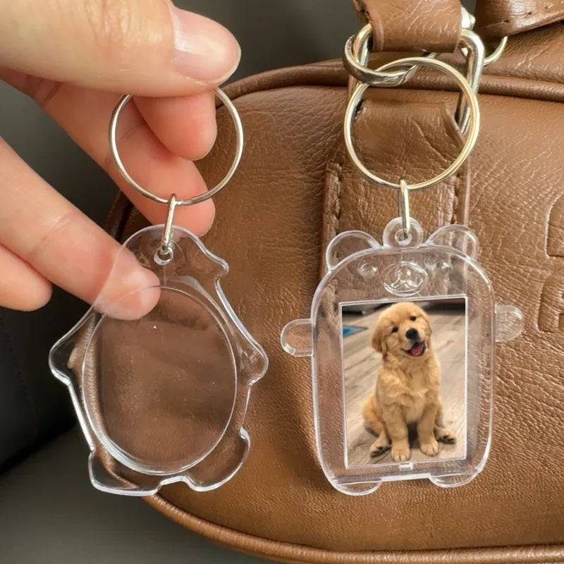 5 Buah Gantungan Kunci Bingkai Foto Kosong Gantungan Kunci Akrilik Bening Masukkan Foto Terpisah Liontin Kunci Lucu Gantungan Kunci DIY Hadiah Ulang Tahun Pasangan