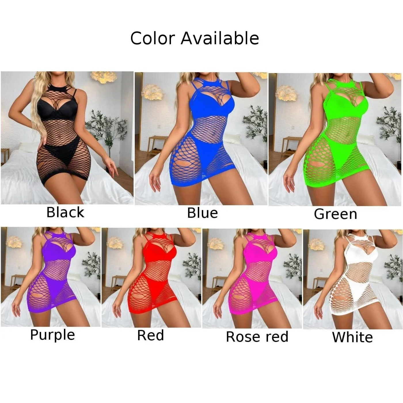 Sexy Frauen Fisch netz Bodycon Nachthemd Stretch aushöhlen kurze Tank Kleid heiße Mädchen Party Clubwear Bodycon schlanke hohle weiche Kleid