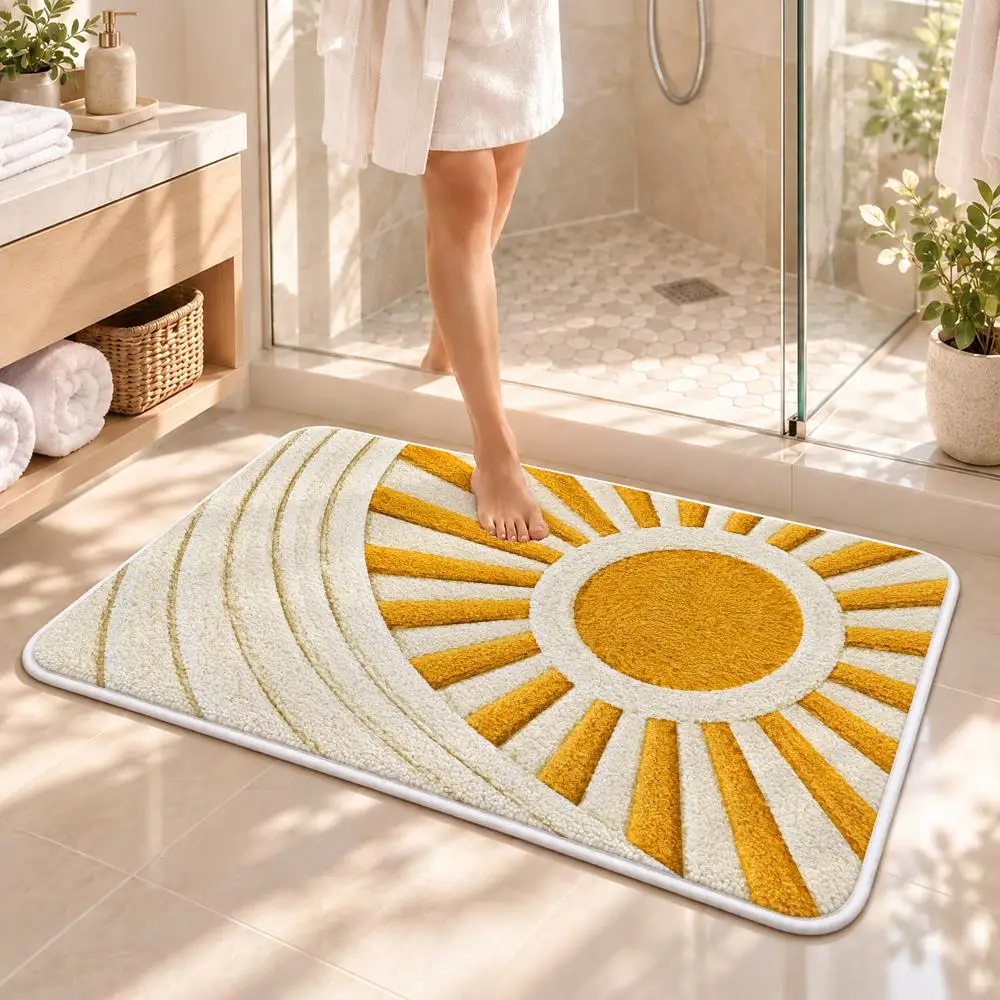 Sunshine Rug Bright Style Floor Mat Soft Flannel Non Slip Door Mat for Bathroom Bedroom Entryway Home Decor Gift