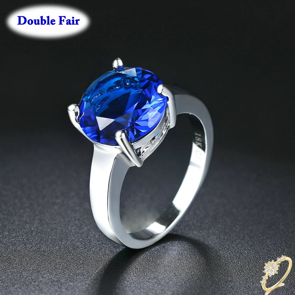 Big Blue Australian Crystal Women Rings For Party White Gold Color 2024 New Fashion Jewelry Wholesale DWR783