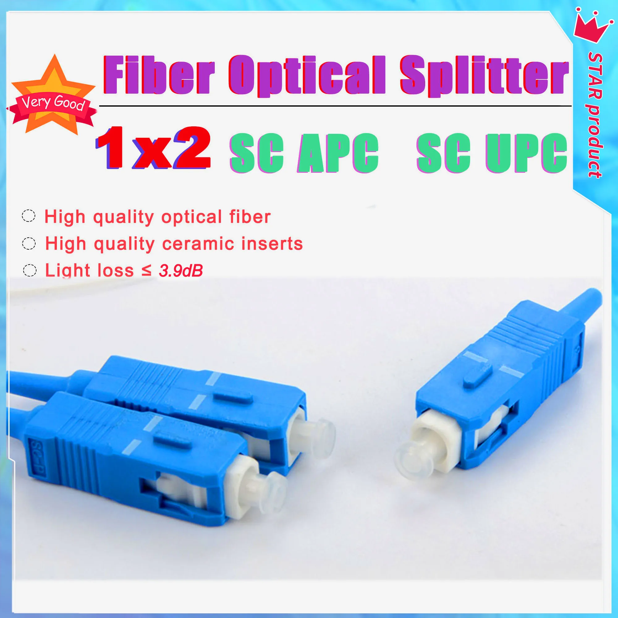 Imagem -02 - Mini Fibra Óptica Divisor 1x2 1m sc Upc Conector Ftth sm 250um Mini Tubo de Aço tipo