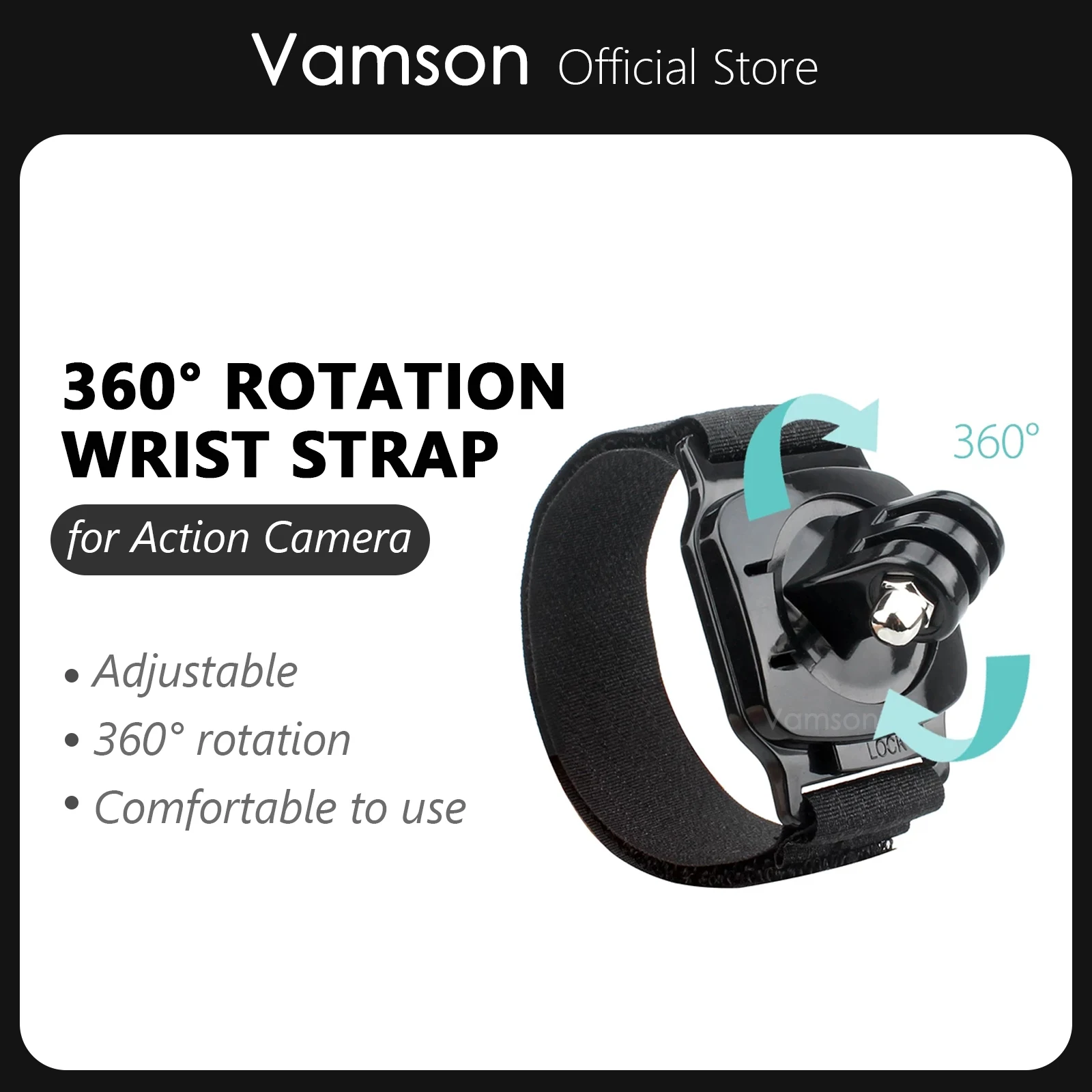 Vamson-Support de dragonne pour Gopro, rotation à 360 degrés, résistant, adapté pour GoPro Fore8, 7, 5, 6, 4 Session, Yi, 4K, SJCapture d'écran, Costumes VP