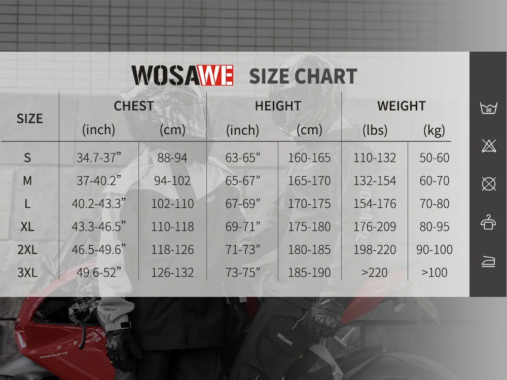 WOSAWE Waterproof Motorcycle Raincoat Reflective Motorcyclist Raincoats Biker Rain Suits for Men Women