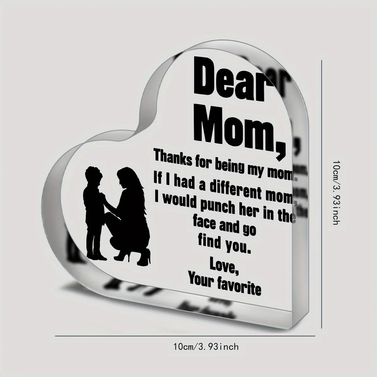1pc Mom Birthday Gifts for Mom I Love You Mom Mothers Day Gifts Hug Heart Crystal Paperweight for Mom from Daughter Son