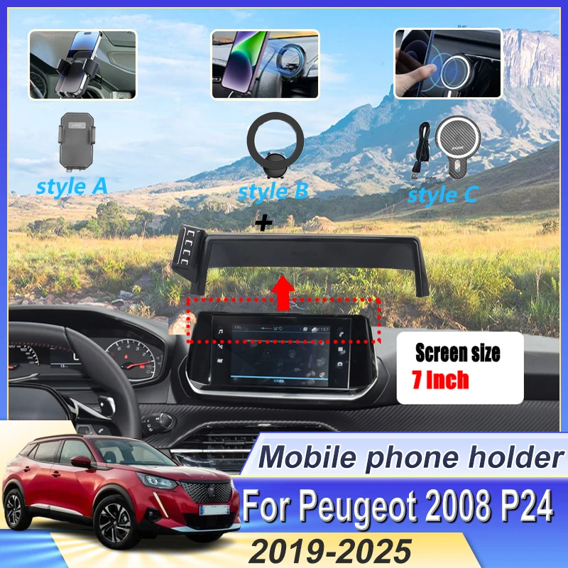 

7-дюймовый LHD для Peugeot 2008 P24 MK2 2019 2020 2021 2022 2023 2024 2025 Магнитный держатель телефона с поддержкой экрана мобильного держателя автомобиля