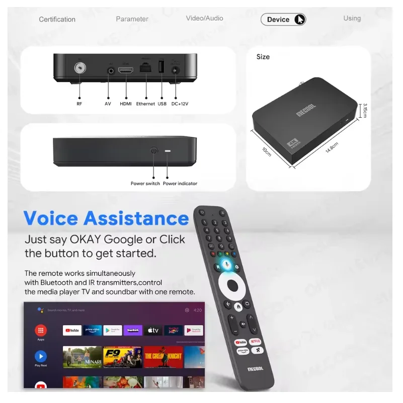 MECOOL KT2 DVB-T2 Android 11 TV Box Amlogic S905Y4-B BT5.0 Google Netflx معتمد ATV 100M 2G + 32G WIFI 2.4G/5G 2T2R صندوق الوسائط
