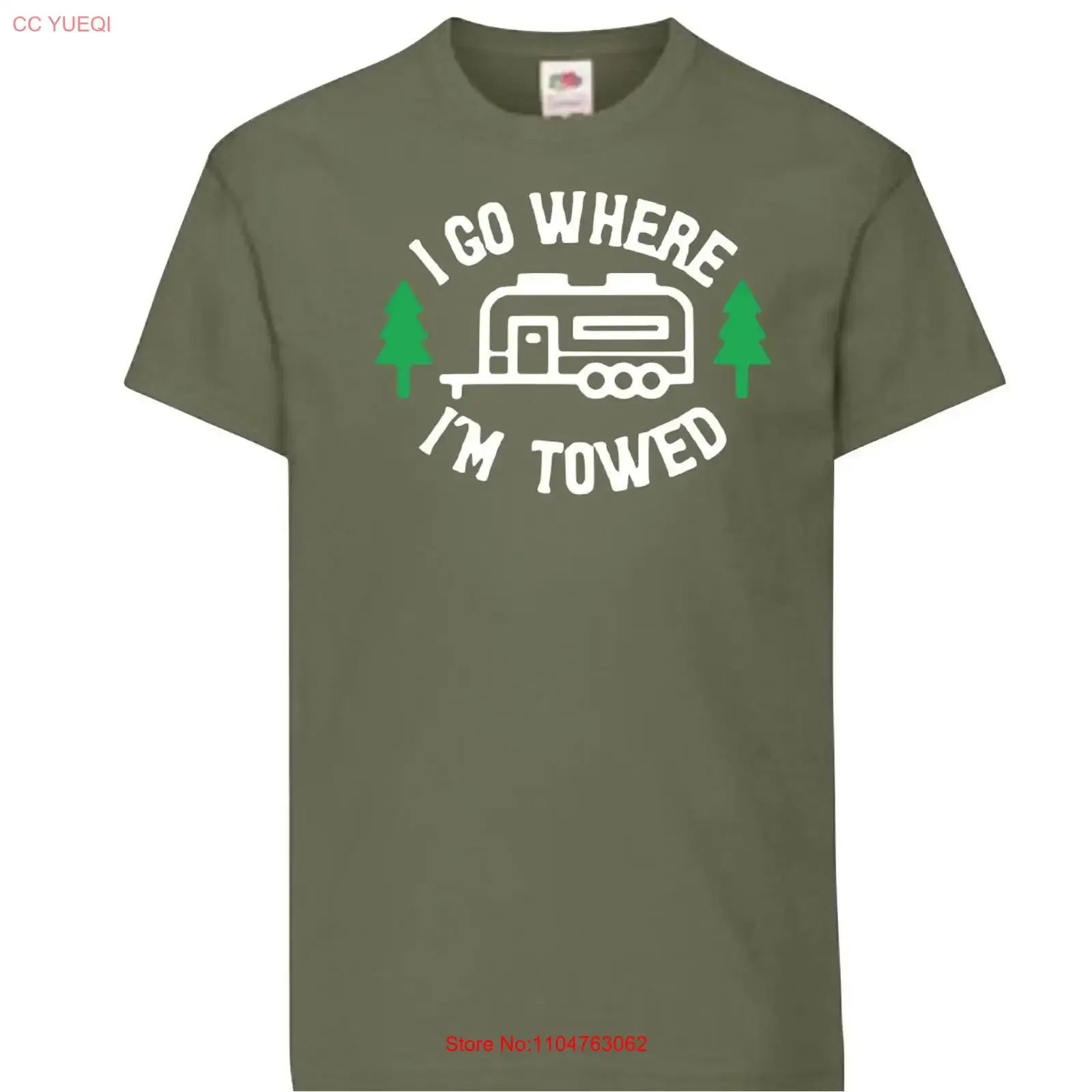 I GO WHERE IM TOWED CAMPING T-SHIRT S-5XL, personalisierbar, Vintage, leicht gewaschen, Unisex, Designerkleidung, dehnbar, weich