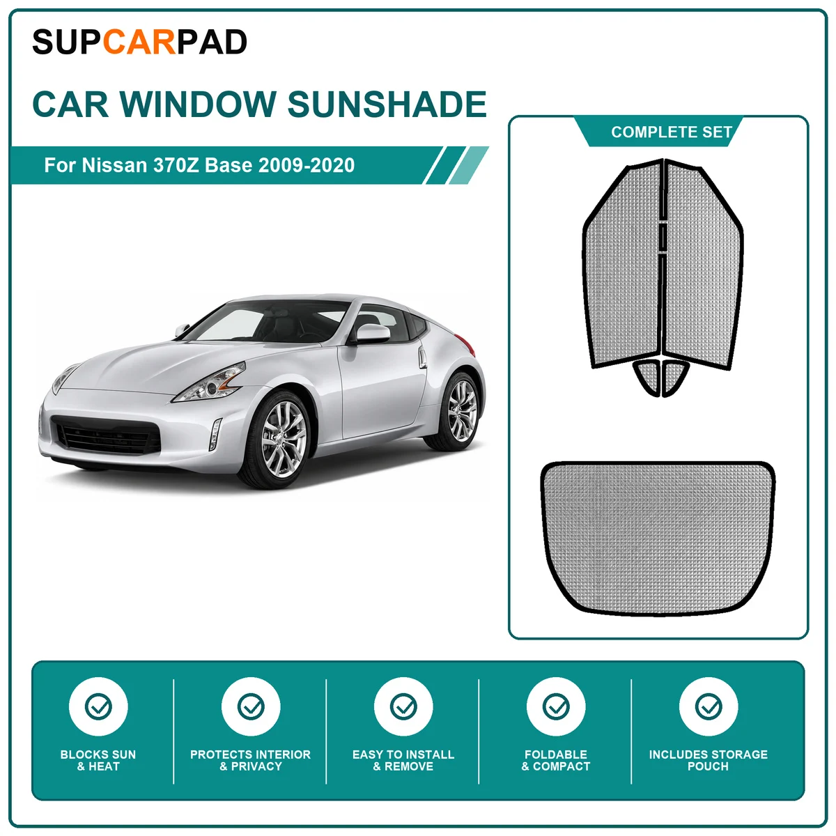For Nissan 370Z Base 2009-2020 Full Set Car Window Sunshades UV Block Privacy Heat Insulated Foldable Car Curtain