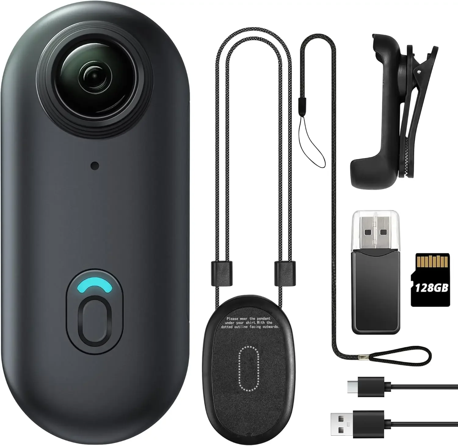 128GB FHD 1080P Mini Body , Wearable Action Body Cam, Thumb Size Hands Free Recording Body Worn , Premium