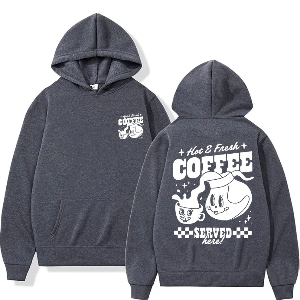 Funny Hot Fresh Coffee Served Graphic Hoodie Men Women Cute Cartoon Casual Oversized Pullover Male Fashion Fleece Cotton Hoodies