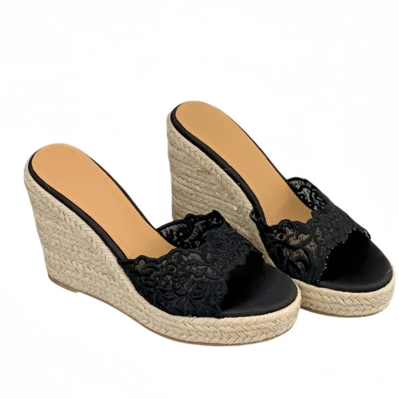 Damen-Sandalen mit Spitze und Keilabsatz – atmungsaktive, rutschfeste Plateau-Sandalen für den Sommer, ideal für Strandurlaub und Outdoor-Aktivitäten