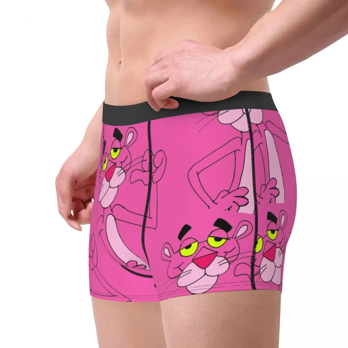 Ropa interior de dibujos animados de leopardo rosa para hombre, Bóxer transpirable, bragas, calzoncillos de Disney