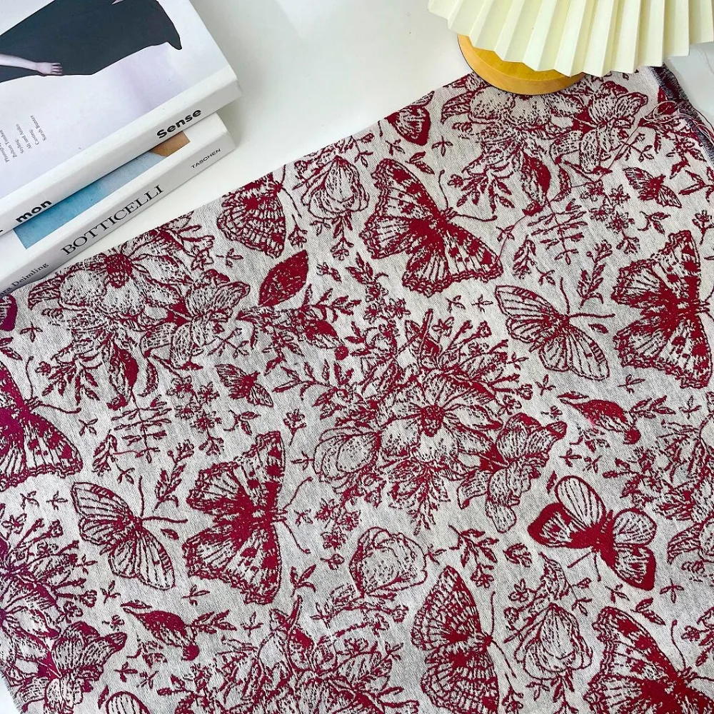 

Designer Creative Jacquard Fabric - 3D Embossed Butterfly & Floral Pattern - Elegant Woven Material for Dresses DIY Craft