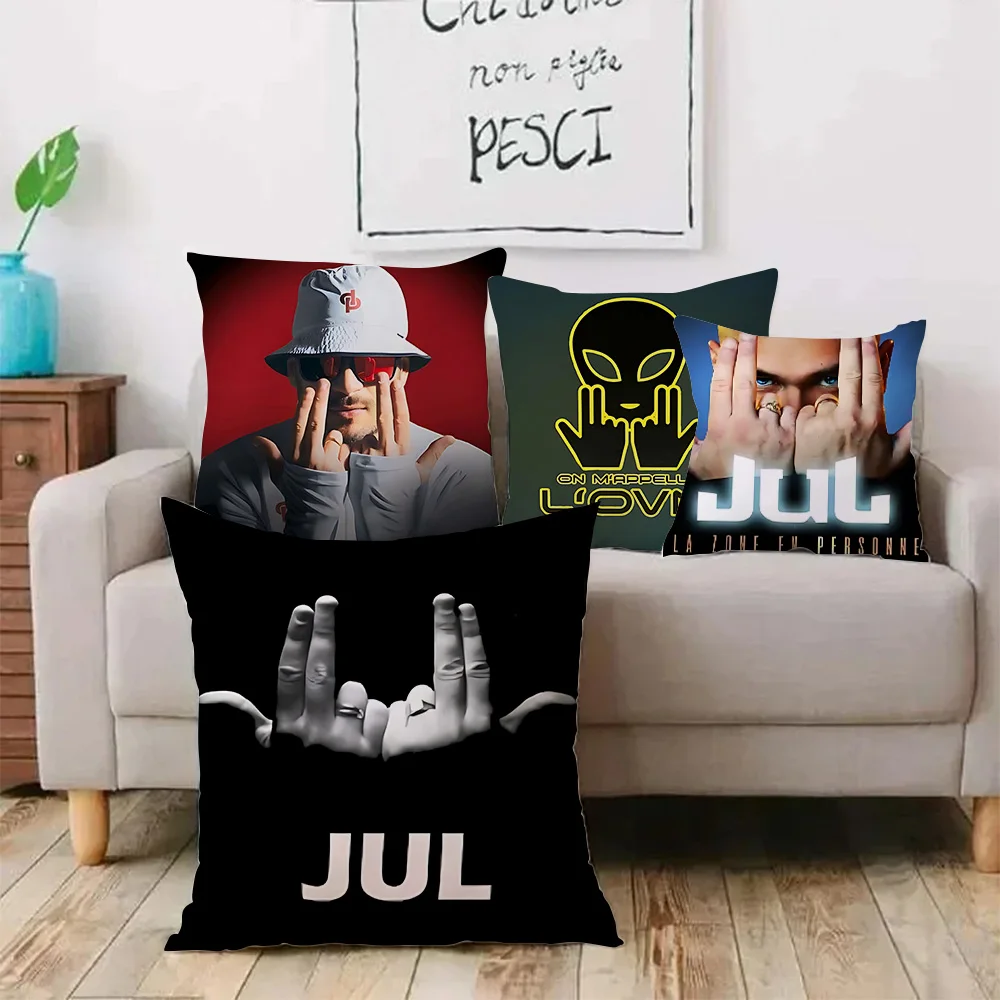 Rapper JuL C\'est Pas Des Lol Pillow Covers Cartoon Sofa Decorative Home Double-sided Printing Short Plush Cute Cushion Cover