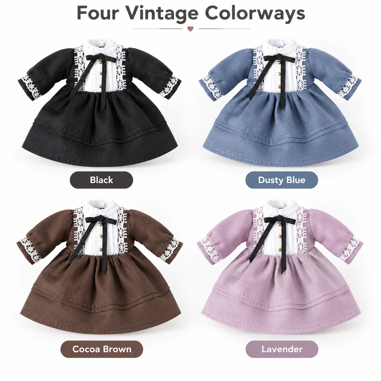 O.B.11 BJD Doll Clothes Retro Solid Color Lace Dress Molly Maroono P9 Skirt 12 Points Joint Compatible with 1/6 Scale Figures