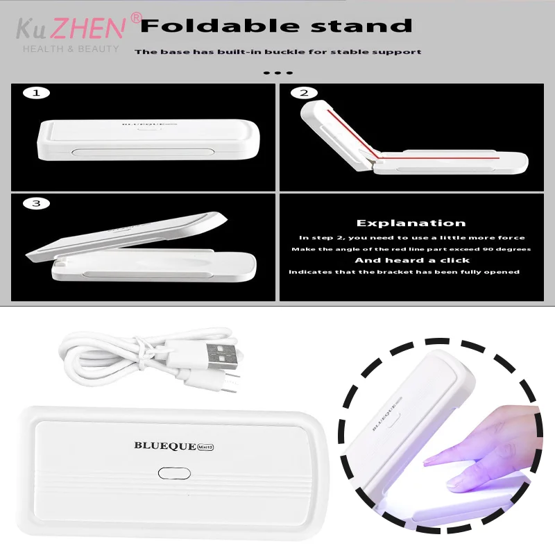 36W โคมไฟเล็บพับได้เครื่องเป่าเล็บขนาดเล็ก LED UV แบบพกพาโคมไฟแต่งเล็บที่บ้านพร้อมสาย USBC สำหรับเครื่องมือทำเล็บเจล