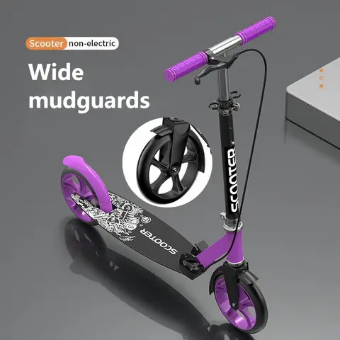 City Two-wheeled Scooter For Adults And Children Folding Dual-brake Scooter Dual-brake Balance Training Vehicle With Mudguards