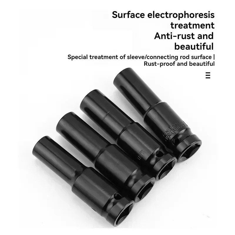 10-teiliges 1/2"-Antriebs-Steckschlüssel-Set, metrisch 8-24 mm, CR-V-Stahl, 6-Eck-Verlängerungsschlüssel mit Koffer für die Autoreparatur, Elektroschrauber – Detail 6