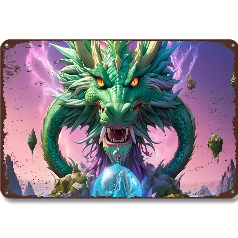 

Mythical Dragon Design Aluminum Metal Tin Sign, 7.9x11.8"/11.8x17.7", Vintage Art Decorative Plaque, Wall Hanging for Home
