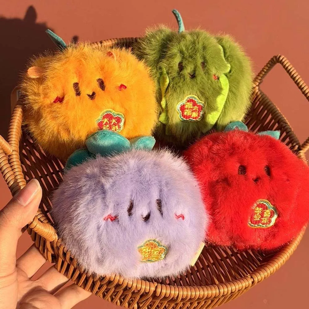 Llavero de Peluche Suave Desprendible con Diseño de Frutas (Mangostán y Mandarina), Creativo, de Dibujos Animados, de PP, Algodón y Poliéster, Colgante para Niñas