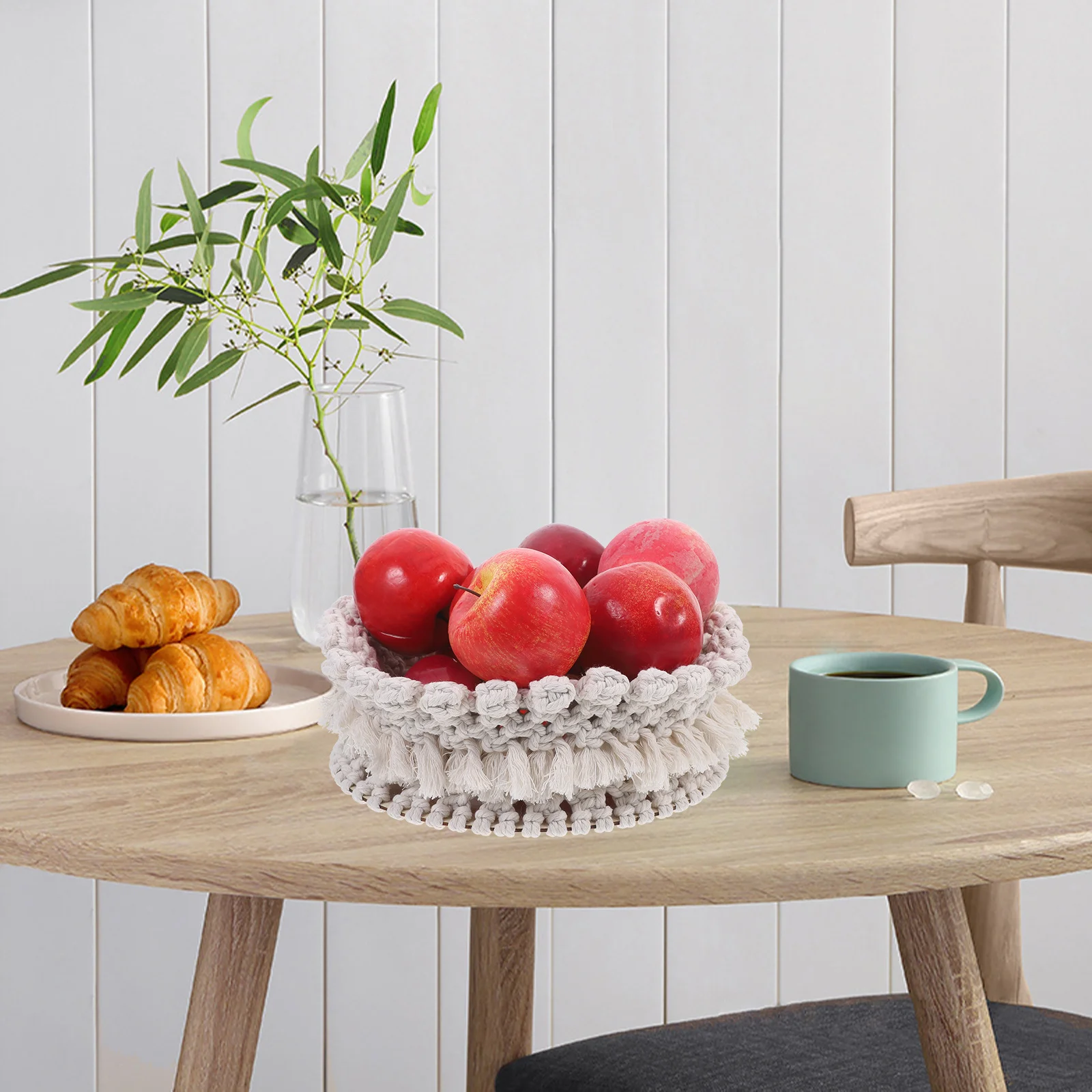 

Woven Cotton Rope Basket Desktop Organizer Handwoven Storage Basket Snack Sundries Holder Home Supplies Organizer