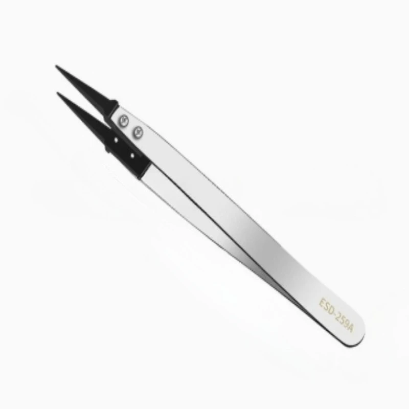 New Stainless Steel ESD-259A Precision Anti-Static Carbon Fiber Tweezers - Stainless Steel Precision Pliers for Crafts, Jewelry