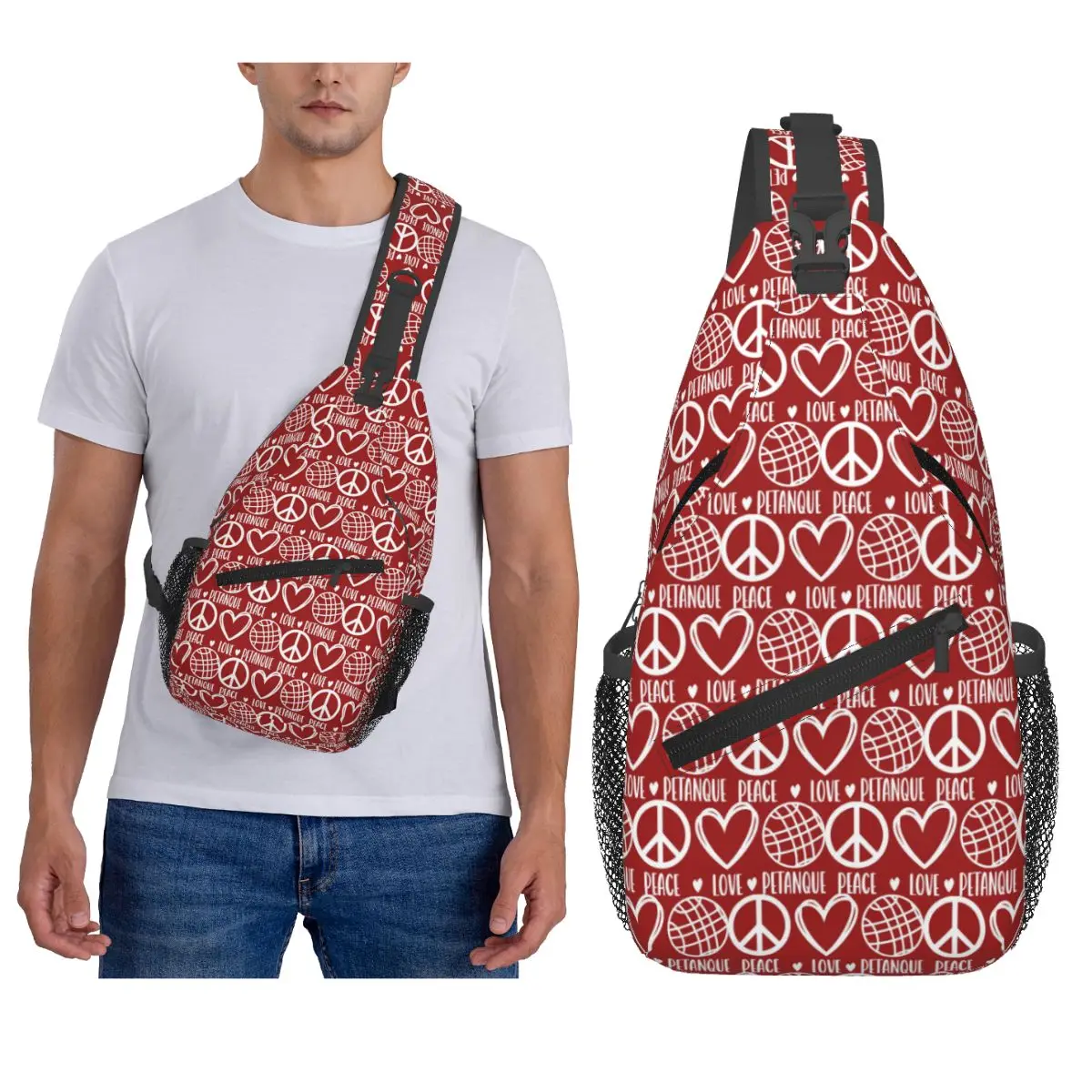 

Peace Love Petanque Says It All Boules Can Be Beat Нагрудная сумка Мужской рюкзак через плечо Нагрудная сумка Походная рюкзак Сумка на плечо