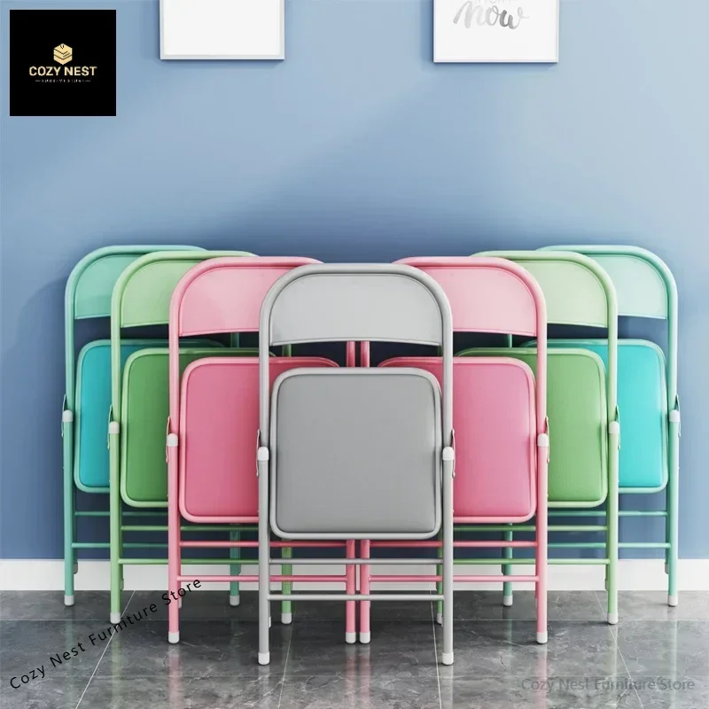 Folding chair Dormitory college student chair Home chair Modern simple simple office stool Back conference seat