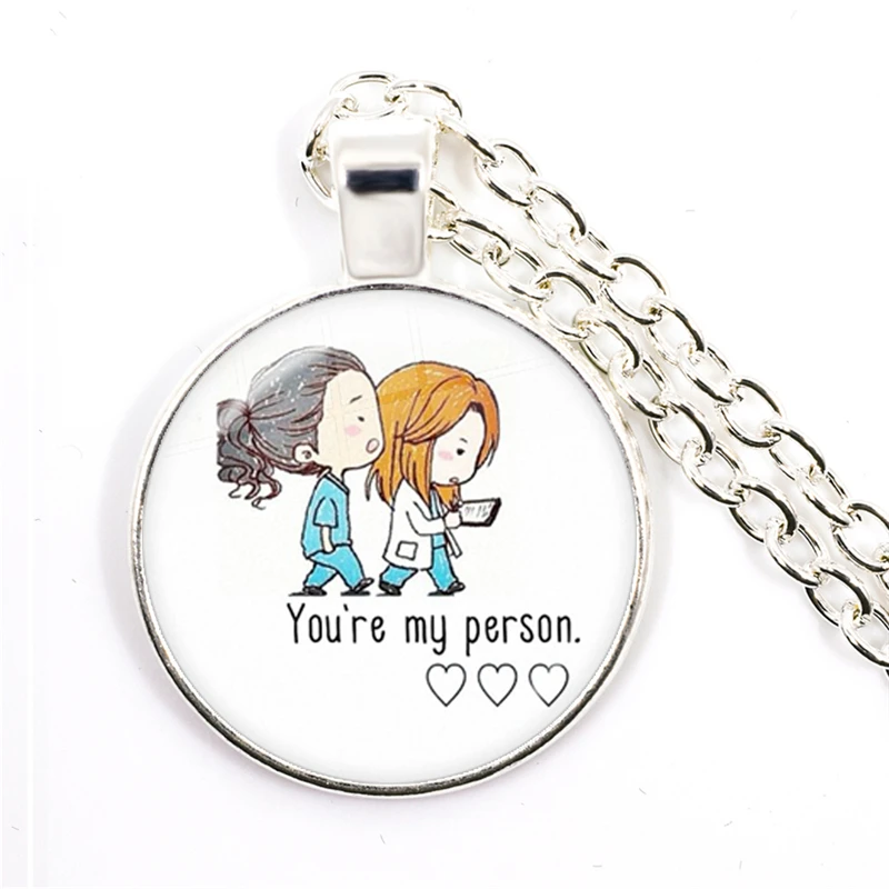 Grey Anatomy Necklace You Are My Person Art Photo Cartoon Doctor Nurse Glass Necklaces Women Men Jewelry TV Show Gift