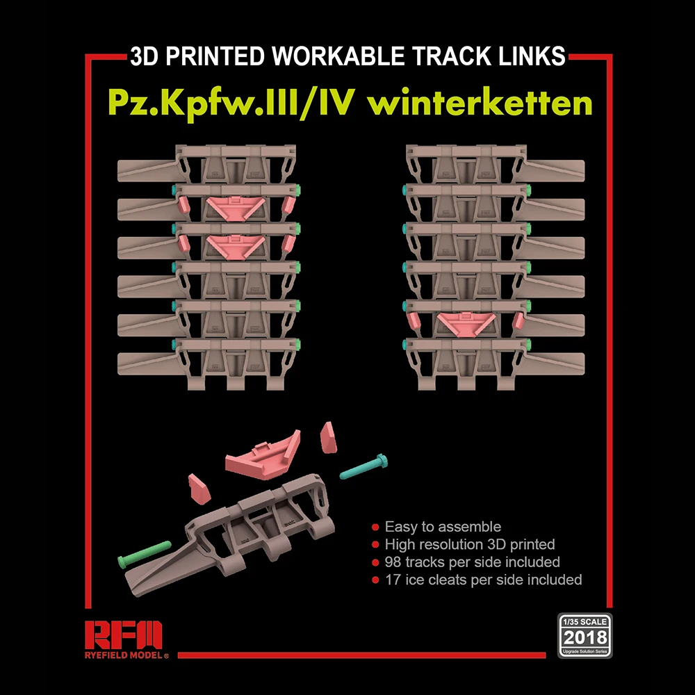 

[Ryefield Model] RFM RM-2018 1/35 Pz.Kpfw.III/IV Winterketten (3D Printed Workable Track Links)