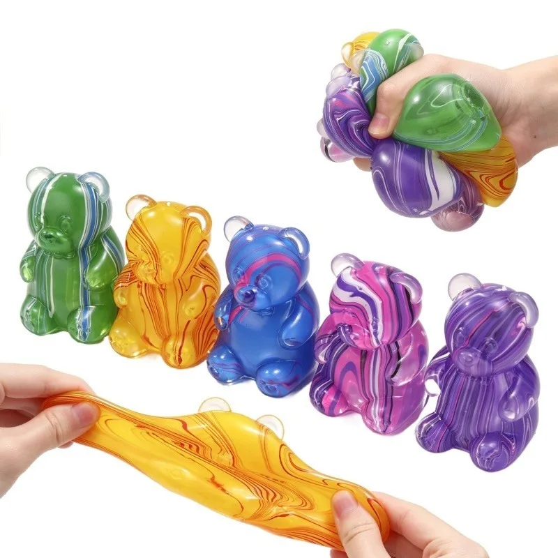 Rainbow Marbled Maltose Squishy Fidget Toy Squeeze Stretchable Slow Rebound Multiple Styles for ADHD Stress Sensory Calming Toy