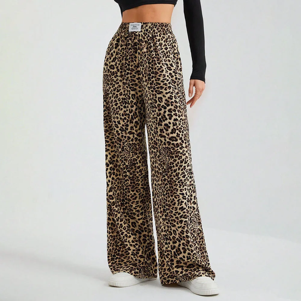 Trendy Classic Leopard Print Loose-Fit Wide-Leg Casual Pants Versatile Long Pants Cross-Border E-commerce Fashion