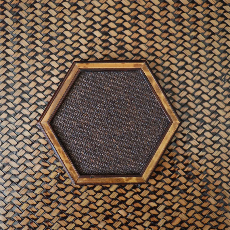 

Bamboo woven tea tray retro insulation pad tea set purple clay pot pad silver pot pad tea ceremony dry brewing pad