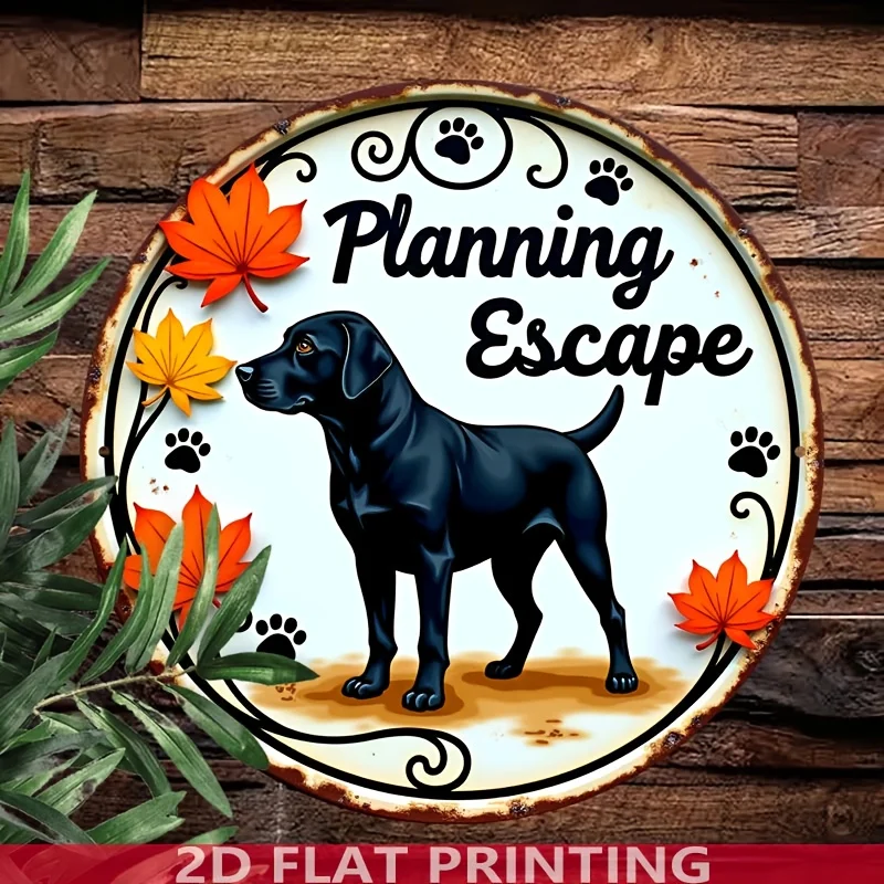 2D Flat  1pc 1pcs Vintage Labrador Metal Sign Suitable for Dog House, Garden, Indoor/Outdoor