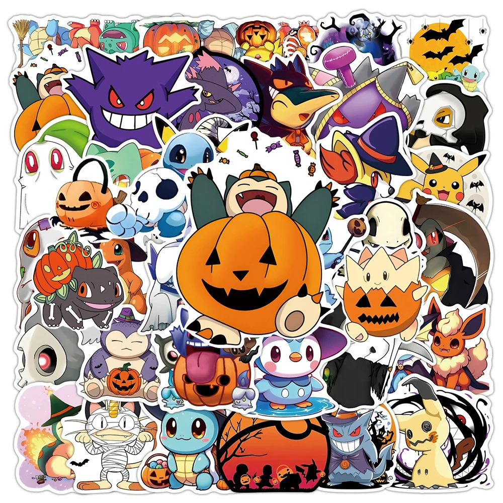10/30/50 Stück Gothic Pokemon Cartoon Aufkleber Halloween Pikachu Charmander Anime Sticker Spielzeug Wasserdichte Graffiti Schreibwaren Laptop – Detail 4
