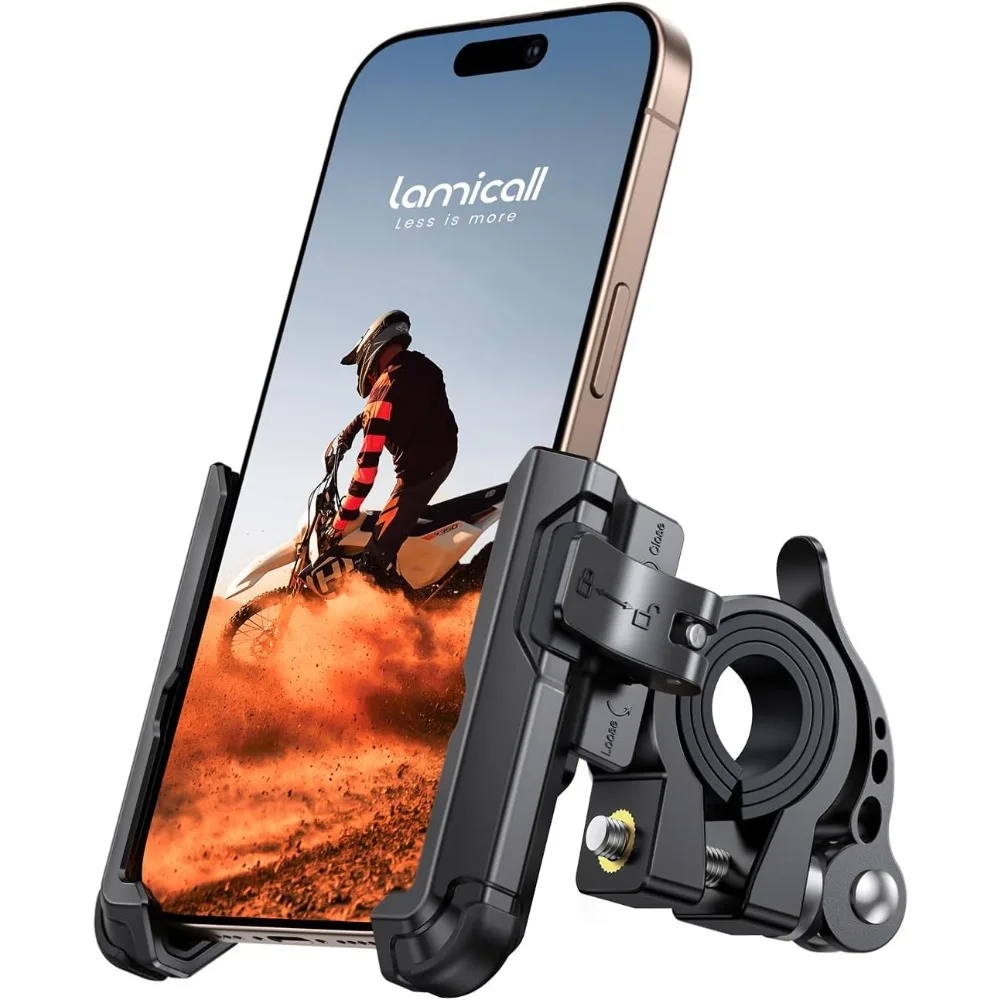 

motorcycle bike phone mount - [no block camera] [1s lock] bike cell phone holder clamp, bicycle scooter handlebar clip, for iph